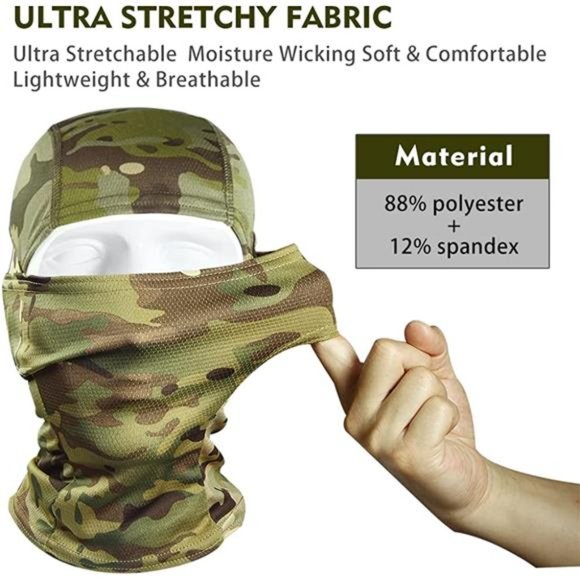Military Camo Face Mask Bandana Balaclava Hood Headwear for Men Women Tactical - Picture 2 of 6